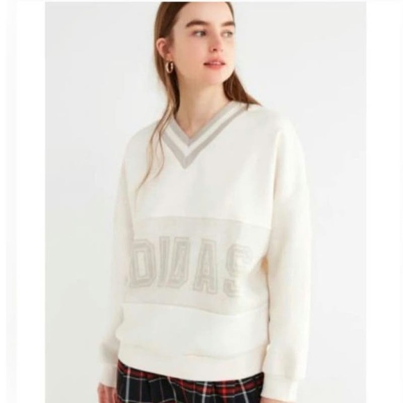 Adidas Originals Adibreak Spellout Logo Pullover Jumper Sweatshirt Ivory - Picture 2 of 5